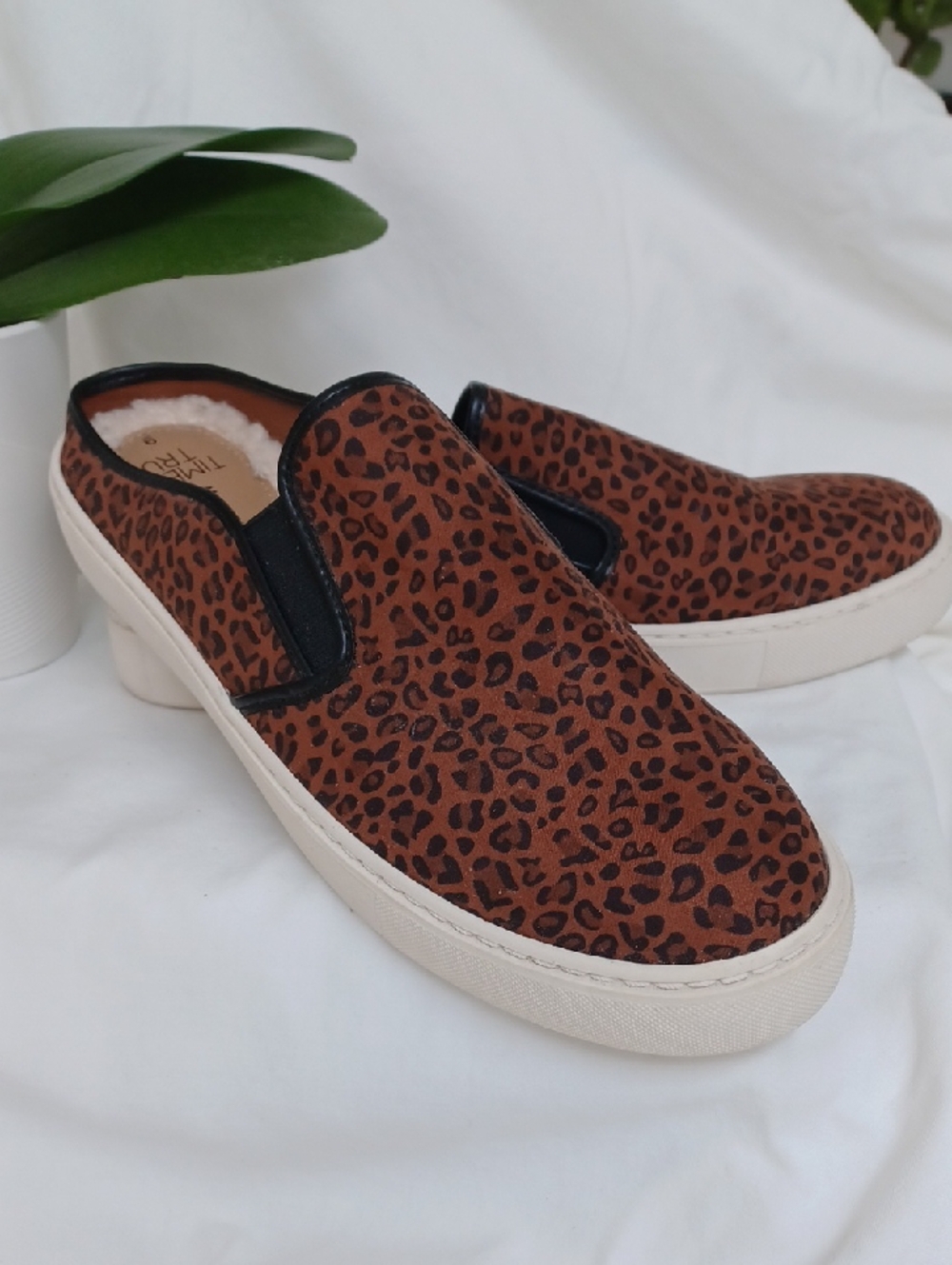 Time and Tru Leopard Print Slip-On Sneakers - Brown and Black
